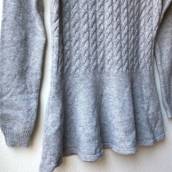 Neiman Marcus Cable knit Gray Peplum Sweater - S - Picture 8 of 11